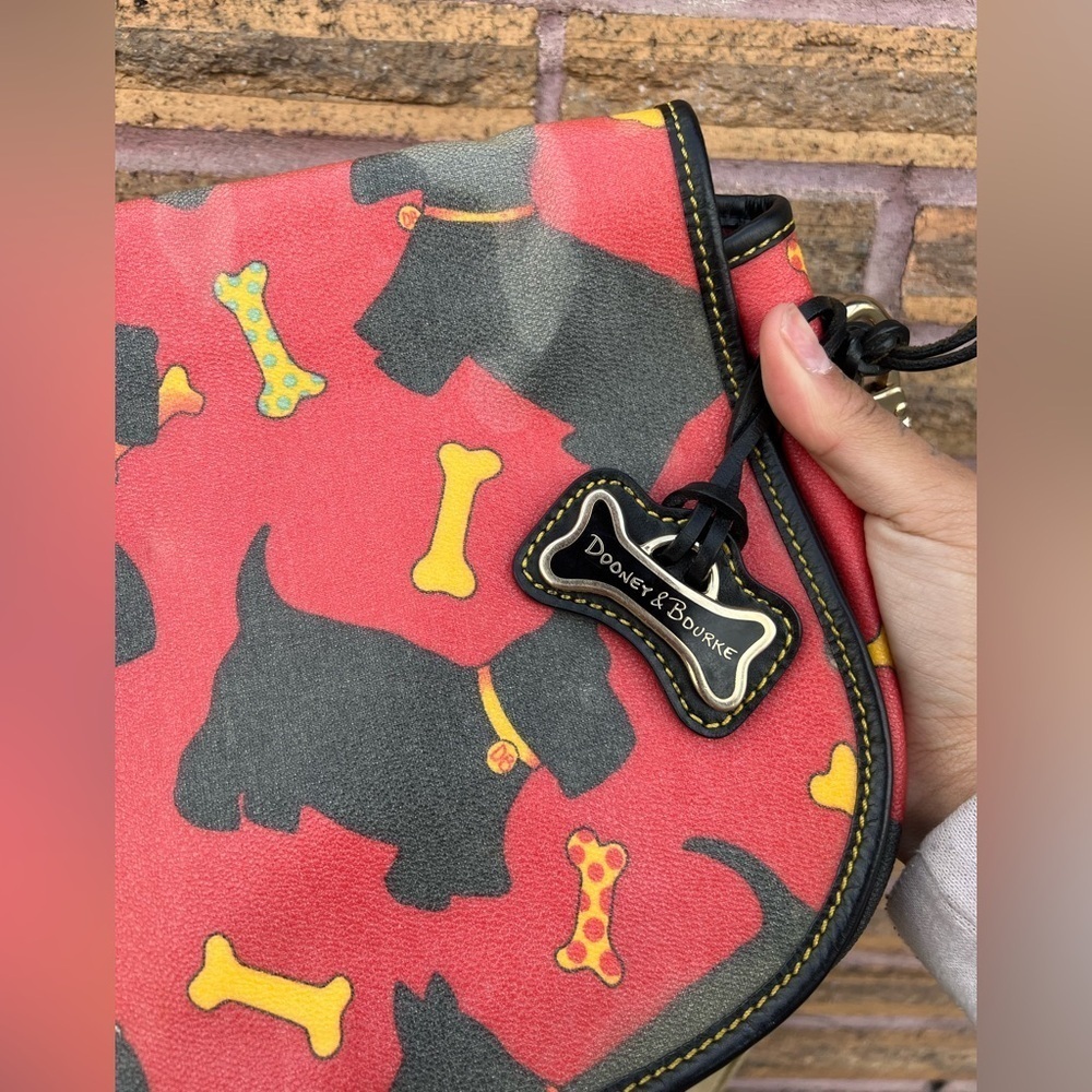 Vintage Dooney & Bourke Scottie Dog Crossbody Bag Red Coated Canvas - Picture 5 of 5